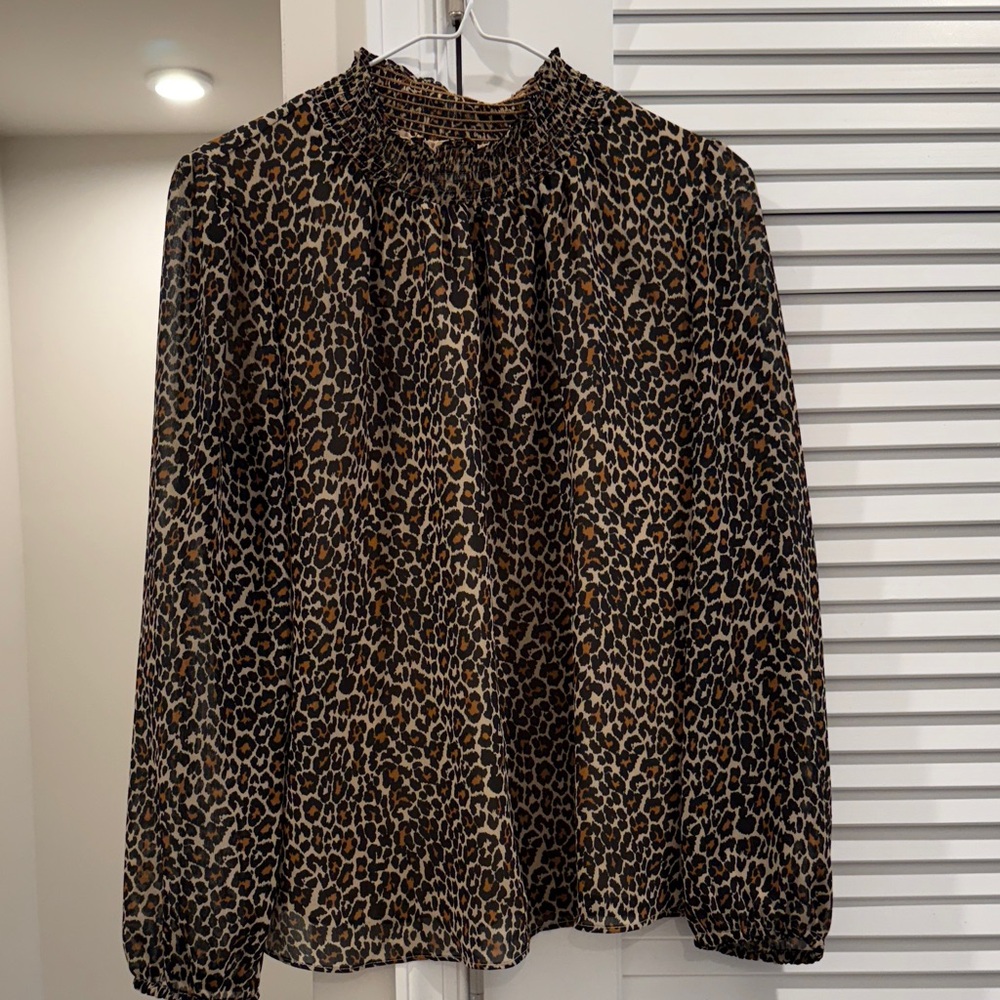 J. Crew Leopard Print Blouse - Black and Brown